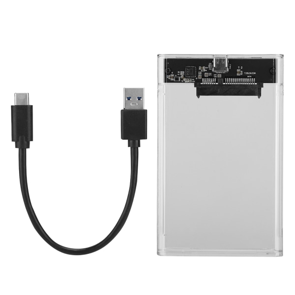 Transparent 2.5 Tum SATA HDD SDD Box Fodral Typ C Mobil Hårddisk Extern Inhägnad UASP