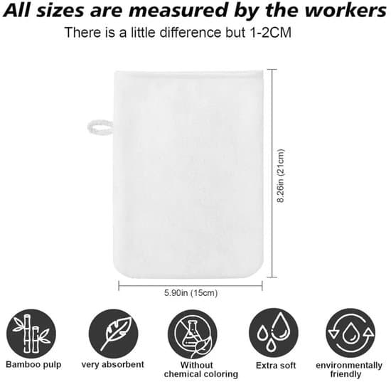 Bath Mitts - 10-pack - Soft Flannel - Reusable - 15x20 cm - For Cleaning, Makeup Removal and Shower
