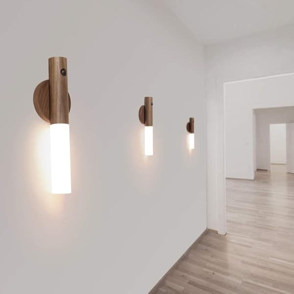 Trådløs LED-væglampe med bevægelsessensor og USB-opladning Walnut
