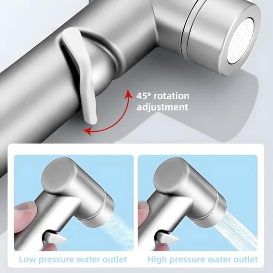 Bidet sæt i rustfrit stål – Manuel bidet bruser – Skylleflaske – Sølv