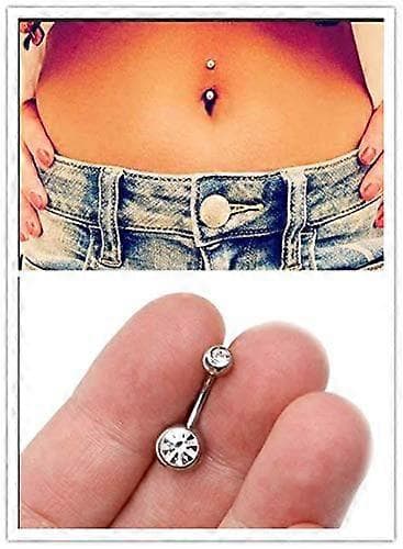 5 stycken navelpiercing barbell set piercingsmycken silver