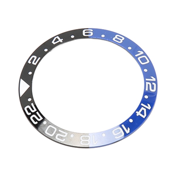 38mm Diameter Svart Blå Klocka Bezel Insats Basring Vit Karaktär Keramisk GMT Armbandsur Bezel Insats Ring