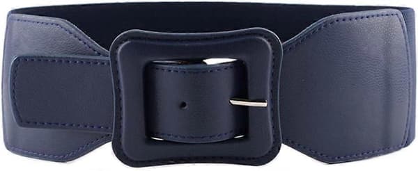 Elastisk damebelte for kjoler Jumpsuit Kåpe Mote Elastisk Bredt Midjebelte Marineblå