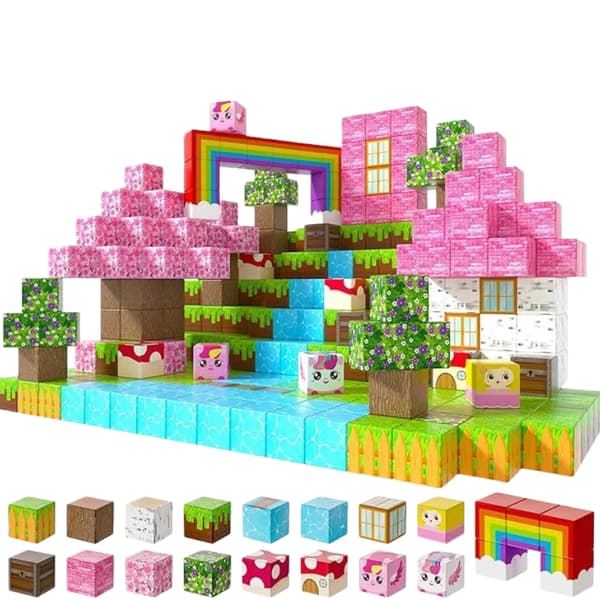 Magnetic Building Cubes, Educational Game for Children - Blue Castle [100 Pieces]