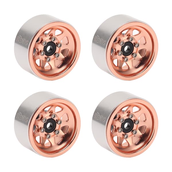 4st RC bilhjulnav 1.0in Crawler Car General 7mm Hex Driver Silver Yttre Triangulär 9 Hål Metall Hjulfälgar Guld