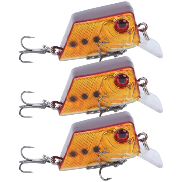 3 stk Cube Mini Agns Fiske Kunstfisk Lokke Fiskegrej Værktøj med Skarpe Krog 5#