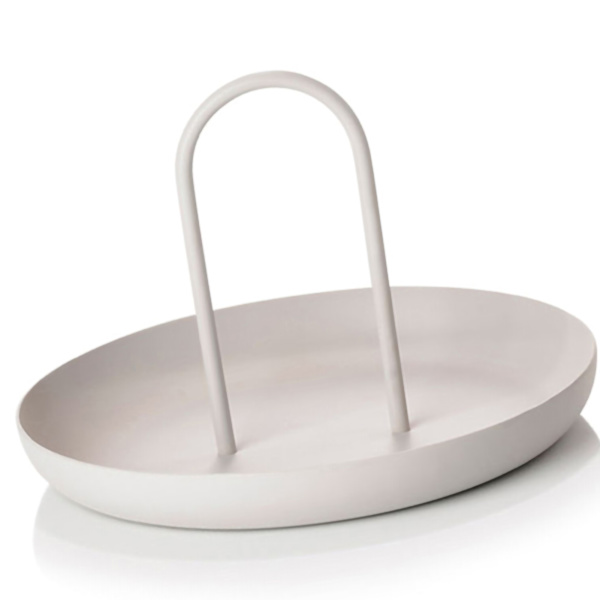 Serveringsbrett Metall Rundt Bærbart Bordplate Oppbevaringsbrett Enkel Moderne Stil med Håndtak Grå