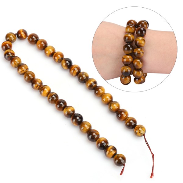 Naturstein Tigerøye Runde Perler DIY Smykker Armbånd Lagingsverktøy Tilbehør 12mm 32 stk Perler