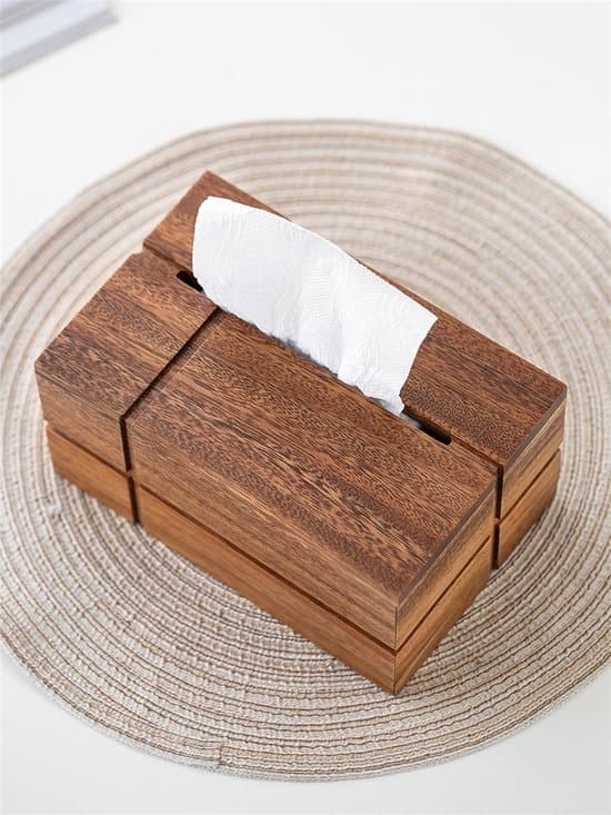 Solid Black Walnut Tissue Box - A Stylish Wooden Tissue Box for Living Room, Coffee Table, or Desk, Measuring 21 × 13 × 8.5 cm