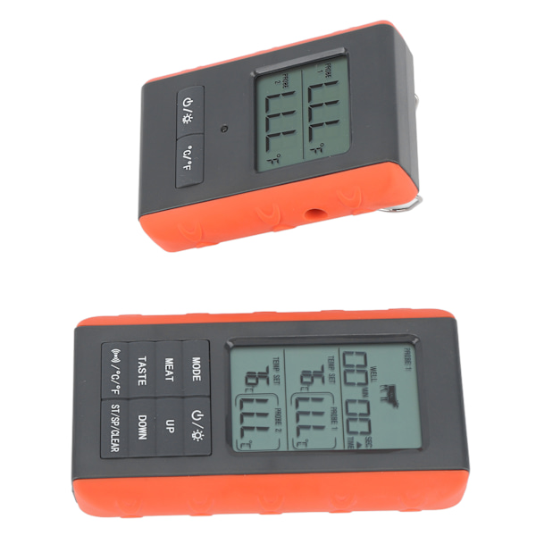 Kjøtttermometer med dobbel probe digital HTN-skjerm temperaturalarm trådløst BBQ grilltermometer for matlaging