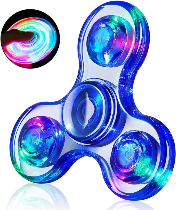 Luminous Finger Spinner Stress Relief Toy - [Luminous Version] Blue Crystal Plastic Boxed Set