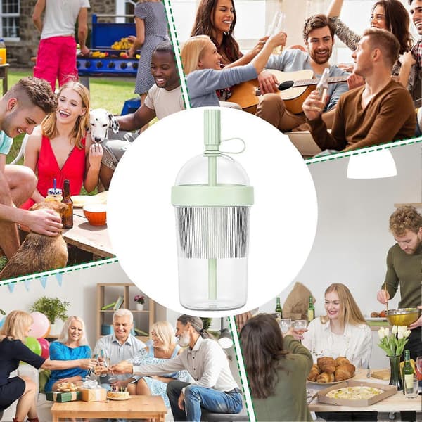 Reusable Coffee Cup Drinkware with Lid and Straw Tea Mug with Straw Green