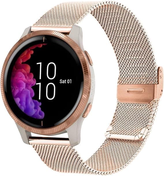Urrem til Garmin Venu 2 Plus/Venu Sq/Vivoactive 5 / Vivomove 3, rustfrit stål metalnet 20mm quick release håndledsrem