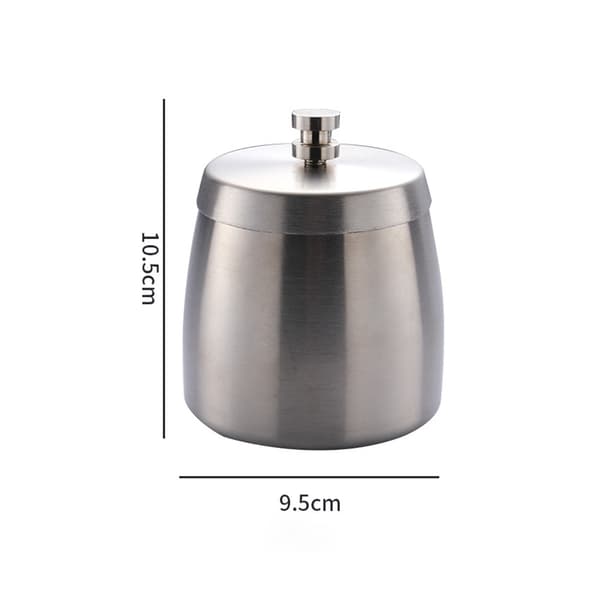 Stainless Steel Ashtray with Lid, Windproof Outdoor Ashtray with Non-Slip Bottom, Silver, Medium Size