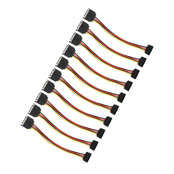 10 kpl SATA-kaapeleita 15-nastainen 90 asteen uros-naaras virtajohdon jatkoadapteri HDD SDD optisille asemille