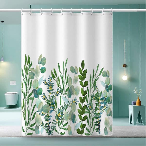 Mugafvisende badeforhæng 180x1800cm, maskinvaskbart stofbadeforhæng med 12 rustfri kroge, badeforhæng i polyester