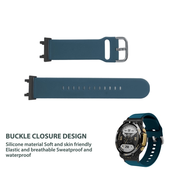 Mjukt silikon watch Justerbart ersättningsband Tillbehör Passar för Amazfit T Rex 2 Smart Watch Mörkblå