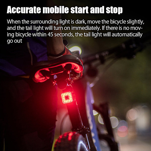 Smart Cykel Baglygte Ultra Lys Cykel Bremselys USB Genopladelig Vandtæt LED Lys Baglygte