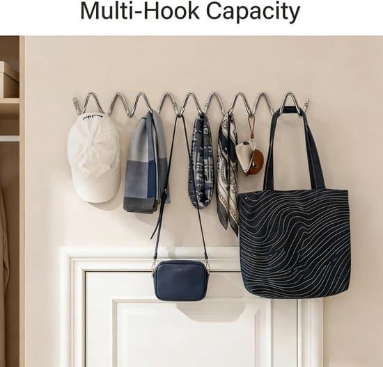 Coat Rack - Wall Mounted Galvanized Silver Wavy Jacket Hook - Creative Clothes Storage Hook - 50cm Long (Drill Hole Installation)