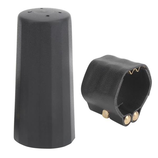 Altsaxofon Munstycksset PU Läder Ligatur Fäste Plastlock Vit Förpackning JS01