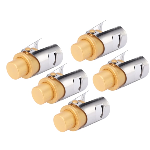5-pack Gyllene Champagneförslutare Rostfritt Stål Återanvändbar Flaskförslutare Champagne Sparpropp