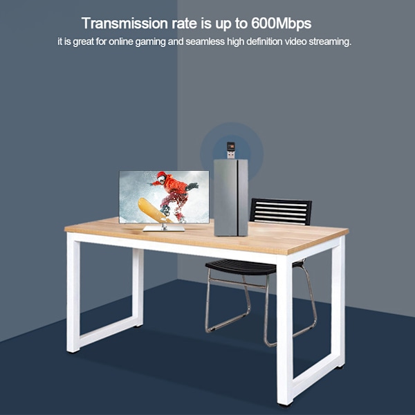 USB WiFi-adapter 2.4G-5G 600Mbps Dual Band Mini Trådløst Datamaskin Nettverkskort Mottaker