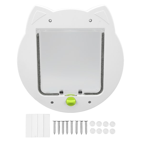 Cat Door 2 Way Lockable Weather Resistant Noiseless Pet Dog Door for Window Wall Interior Exterior White Type 1