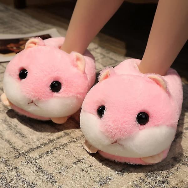 【NX】Plys Varmforede Dyreformede Hjemmesko Gul Hamster