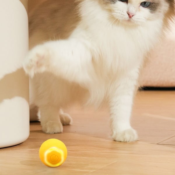 Gravity Intelligent Rolling Ball Interactive Pet Toy Ball Selvgående katteball for kattunge Hund som leker Gul nøytral engelsk emballasje