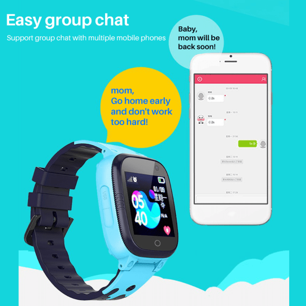 Kids Smartwatch LBS Smart Watch med lommelygter Anti Lost Voice Chat til drenge piger Fødselsdagsgaver blue