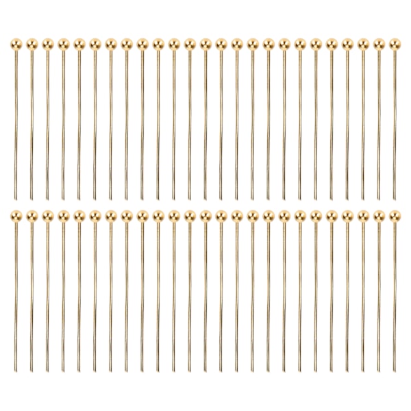 50 stk. kuglehovednåle smykkevedhæng DIY håndværk perlefremstillingsdele tilbehør forsyninger guld 30 mm / 1,18 tommer