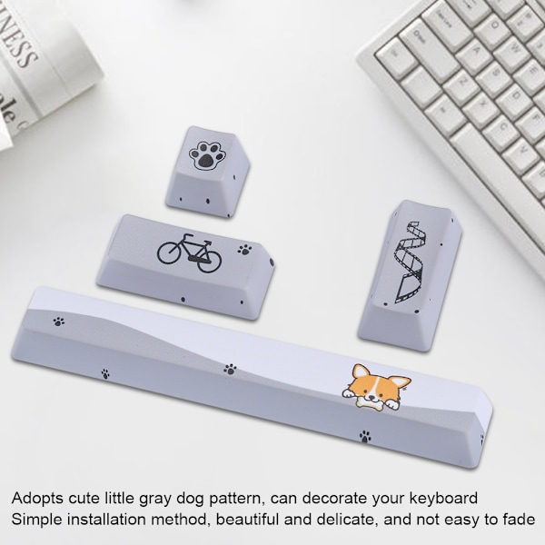 Litet Grått Hundmönster Mekaniska Tangentbord Keycaps Kit SpaceEScEnterNumpad Enter Tangentbordstangenter (Litet Grått Hundmönster, 4 st)