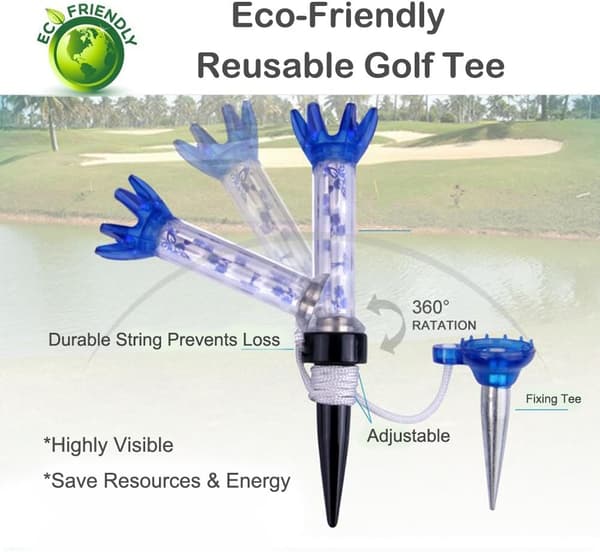 3\"/80mm Reusable Eco-Friendly Golf Magnet Tee Flex Lift Support Performance Tee/Reduces Resistance/Longer Straighter Drives/8-Prong Durable