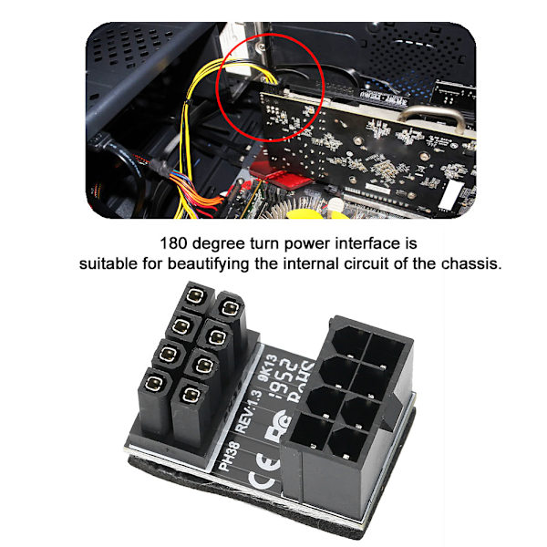 PH38A 6PIN Strøm Interface Konverter 180 Graders Vinklet Strømadapter Konnektor
