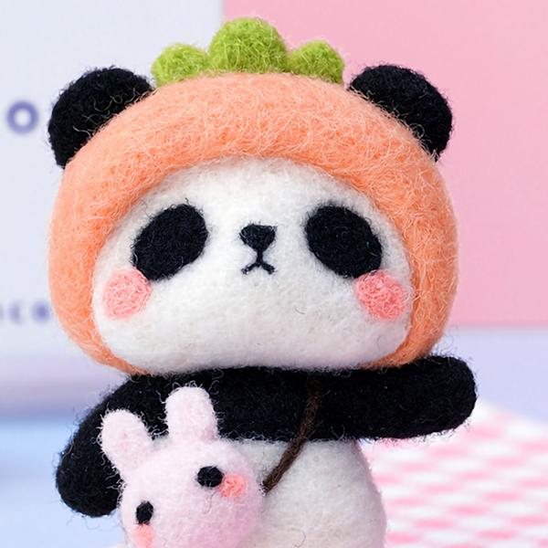 Neulahuovutussarja DIY Käsintehdyt Villa Riipus Materiaalit Sarjakuva Panda Muoto Aloittelijoille Pieni Persikka Perustyyli
