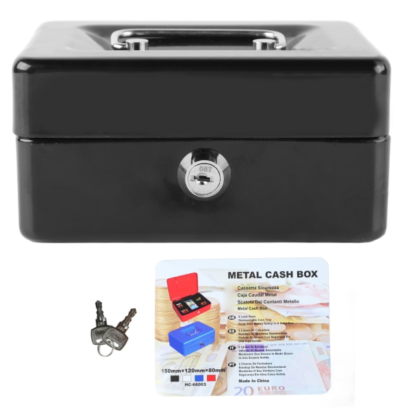 Metal Cash Box with Lock Safety Portable Small Metal Storage Box with 2 Keys for Money Document Home Car