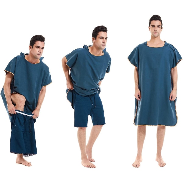 Hurtigtørkende gult ponchohåndkle med hette, myk badekåpe for menn og kvinner - 110x90 cm