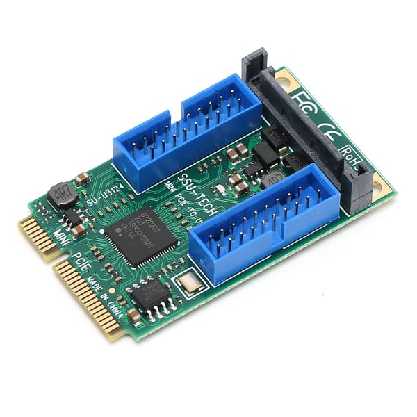 MINI PCIE till USB3.0 Front Expansionskort för Windows XP/2003/Vista Win7/win8/win10/2003/Linux (Dubbel 19PIN（10313） )
