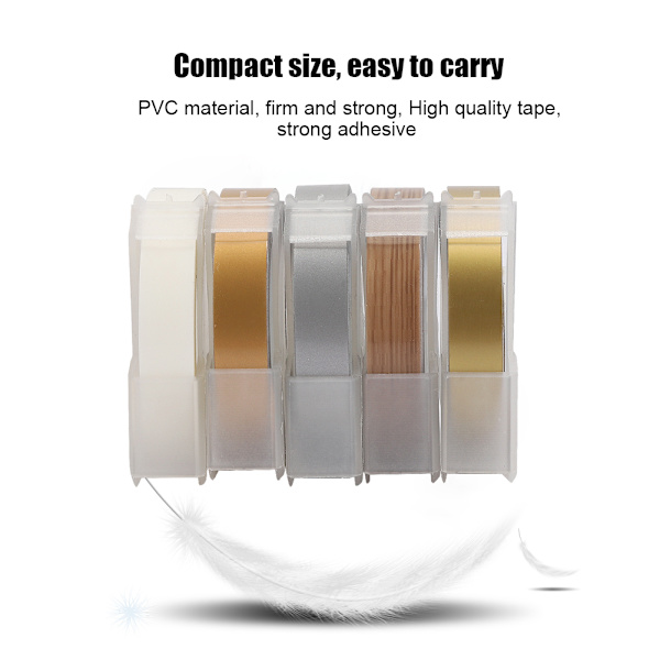 5 st Präglingstejp Manuell 3D Dekorativ Manuell DIY PVC Etikettskrivartejp 9mm 3 meter Set D
