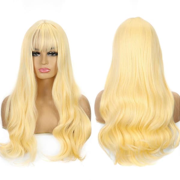 Toupee parykk front blonde lang rett hårparykk