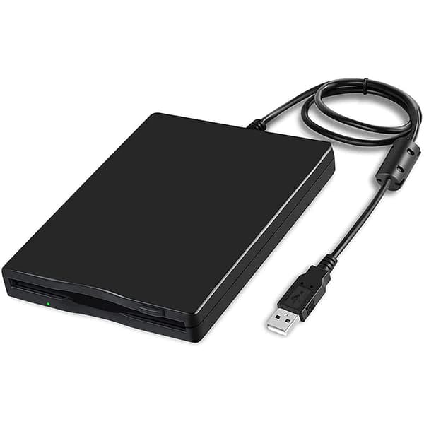 Bærbar diskettedrev, kompatibel med 1,44 MB disketter til læsning og skrivning af data. Eksternt USB-diskettedrev