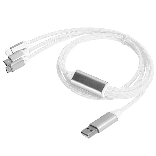 3 in 1 Multi USB -latauskaapeli LED Virtaava Laturi Johto IOS/Type C/Micro Portille Värikäs Valo