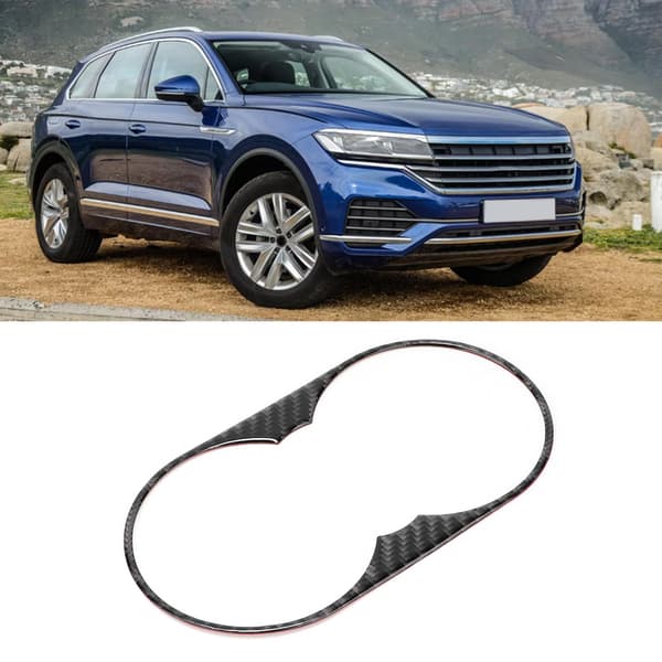 Vänsterstyrd Kolfiber Vattenkoppshållare Panelram Trim Passar VW Touareg 2011-2018
