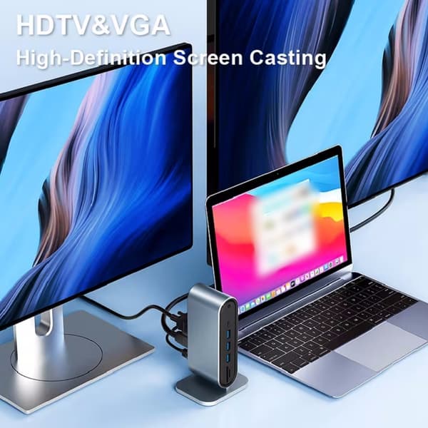 12-i-1 USB-C Hub Dockningsstation, USB 3.0 Hub, USB Hub