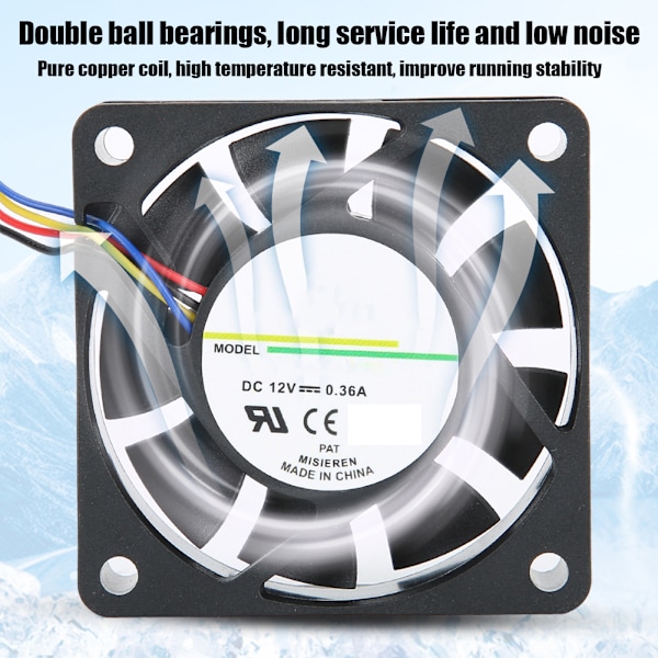6cm 12V 0.36A Jäähdytystuuletin 5400RPM Hiljainen Jäähdytin Heatsink Tietokoneen CPU:lle