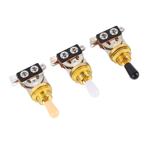 3st 3-vägs gitarr toggle-switchar kort rak switch med svarta vita krämspetsar för elgitarr guld