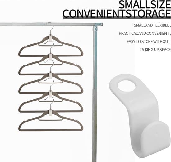 50 Pieces - Clothes Hooks - Hanger Hooks - Connector Hooks - Space Saving - Wardrobe Connectors - White