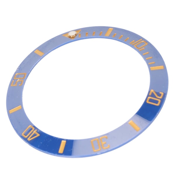 40mm Diameter Klocka Bezel Insats Ring Tydlig Skala Självlysande Keramisk Ersättningsbezel Insats Guld Karaktär Blå Baksida