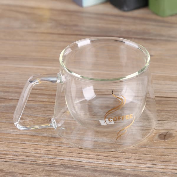 Dubbelväggig isolerad glaskopp Värmebeständig mugg Glasvaror för kaffe te mjölk