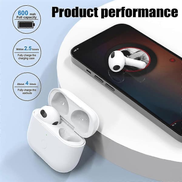 Headphone Charging Case for 3 Charging Case 450Mah Wireless Charging Case Bluetooth Sync Fast Pairing [jkw]